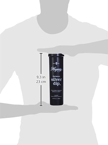 Image of Hagerty Flatware Silver Dip - Silverware Cleaner with Basket for Silver Forks, Knives, Spoons, and Plates, Removes Tarnish Effortlessly - Black, 16.9 Fl Oz Container (Pack of 6)