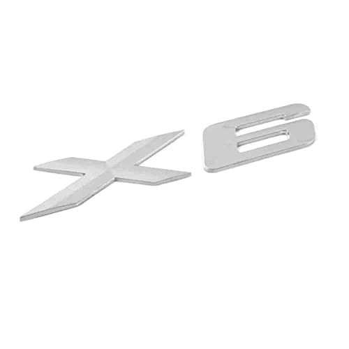 Emblema Adhesivo X6 | Emblema Cromado X6 | Insignia X6 | Insignia Adhesiva X6 | Apto para Maletero | Compatible con BMW | Material plástico ABS | Medidas 14,5 x 3 cm | Plateado