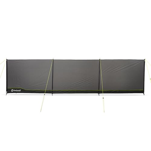 Outwell Camping Windbreak - 5m x 1.25m Steel Pole Windscreen Privacy Shelter for Tent Caravan Awning Beach Garden with Luminous Guy Lines, Ground Spikes & Carry Bag (Grey) - Image 3
