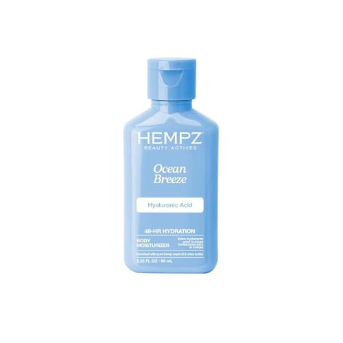 Hempz Body Lotion - Ocean Breeze Limited Edition Mini Daily Moisturizing Cream Shea Butter Aloe Body Moisturizer - Skin Care Products All Natural Hemp Seed Oil - Travel Size 2.25 Fl Oz