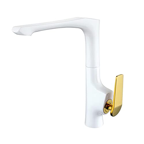Grifo de cocina blanco, grifo de fregadero de cocina comercial de un solo orificio, grifo mezclador moderno de una sola manija for exteriores, aireador de grifo de cocina for cocina, exterior, jardín
