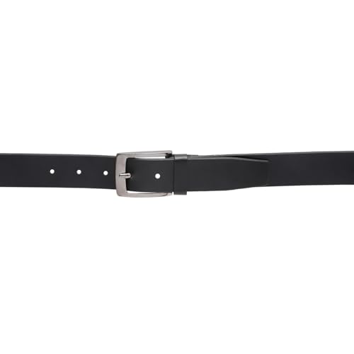 Image of Black Faux Leather Belt for Men | Adjustable Waistband up to 42 Inches | Belt for Jeans & Dress Pants | Belt with Heavy Buckle 135a
