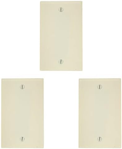Leviton 78014 1-Gang No Device Blank Wallplate, Standard Size, Thermoset, Box Mount, Light Almond (Pack of 3)
