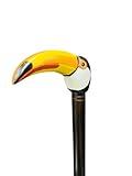 Wooden Toucan Head Engraved Carved Cane - Premium Wood Carved Walking Stick Cane with Ergonomic Palm Grip Handle - 36