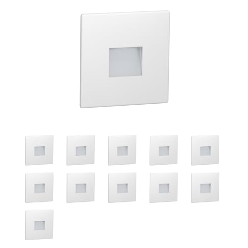 ledscom.de 12 LED Staircase Light/recessed wall Light FOW for Indoors and Outdoors Downlight, Angular, 85 x 85mm, Warm White