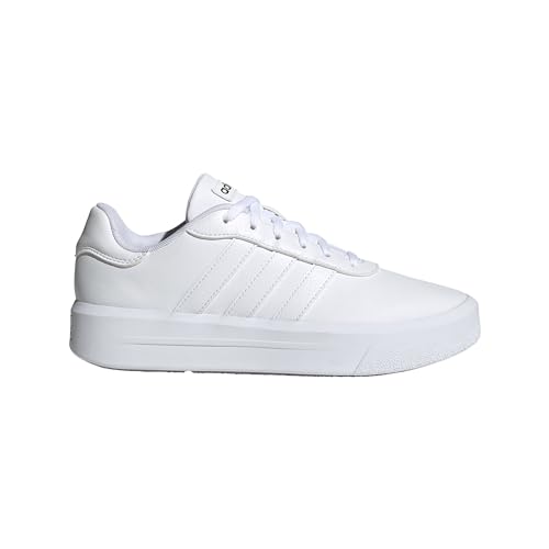 adidas Women's Court Platform Skate Shoe, White/White/Black, 9