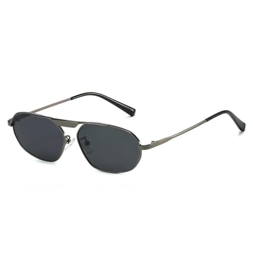 TNDVIC Gafas de sol con protección UV400 para hombre y mujer | Lentes de metal con forma de ojo de gato irregular | Para deportes al aire libre (gris pistola)