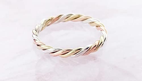 Copper Brass Twist Ring 3-Dhatu Band