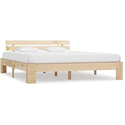 vidaXL Estructura de Cama Somier Mobiliario Hogar Casa Clásica Práctica Cómoda Moderna Robusta y Duradera Sin Colchón 160x200cm Madera Maciza Pino