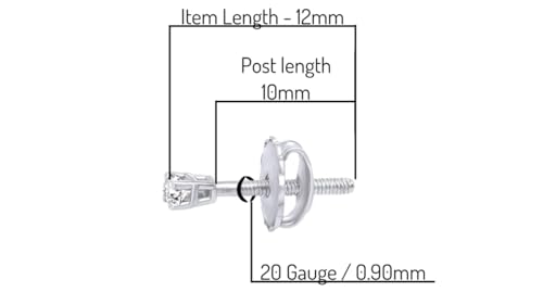 Round Lab Grown or Natural Diamond Stud (IGI Certified 0.70 ct & up) Popular Plus Quality Screw Back Earrings in 14k Solid Gold, 0.04 Ctw & Up,Gift For Her2