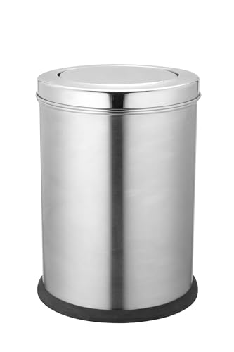 Image of OPR Stainless Steel Swing Dust Bin with Lid| Garbage Bin, Trash Can for Home, Kitchen, Washroom, Bathroom and Offices (14 X 28 in. - 80 Ltr)