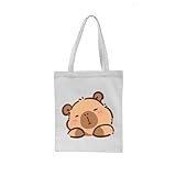 [Wnicek] トートバック a4 柄付き てさげかばん かわいいカピバラ 帆布 男性 トートバック tote bag 推し活 買い物 ビジネス 旅行 軽くて丈夫で扱いやすいため