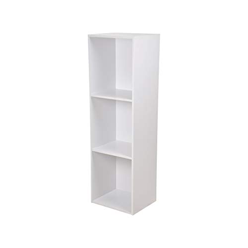 HOMEA Cube de Rangement 3 Niches, Panneaux de Particules, Blanc, 34,4x29,5x100,8 cm