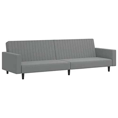 Sofá cama de 2 plazas gris claro de terciopelo plegable con respaldo ajustable de 220 cm 2
