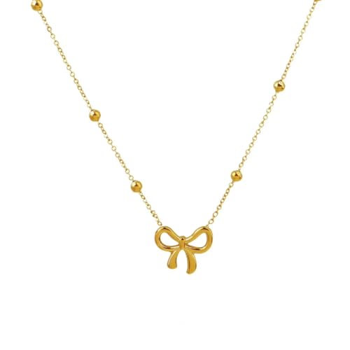 Bow Pendant Necklace Gold Plated | Anti Tarnish Minimalist Jewelr...