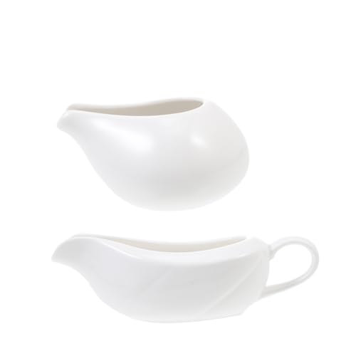 Cabilock 2pcs Western Food Sauce Spoon Condiment Containers Honey Cup Creamer Coffee Server Kitchen Gadget Powdered Creamer for Coffee Gravy Jug Coffee Cream Soup Bowl White Ceramics