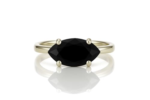 Bague onyx noir minimaliste en or empilable pour accessoiriser vos tenues de bureau - 7