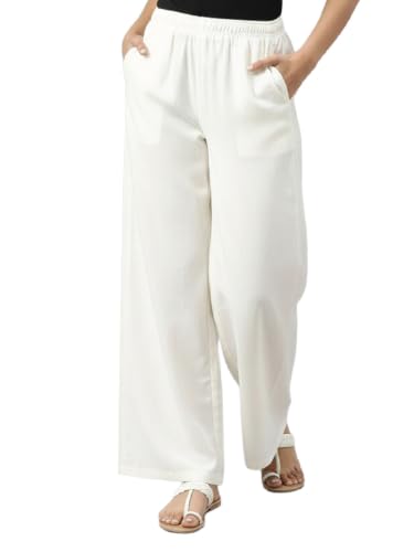 Image of GO COLORS Soft Viscose & Linen Blend Linen Palazzo Full Length for Women| Breathable, Mid Rise