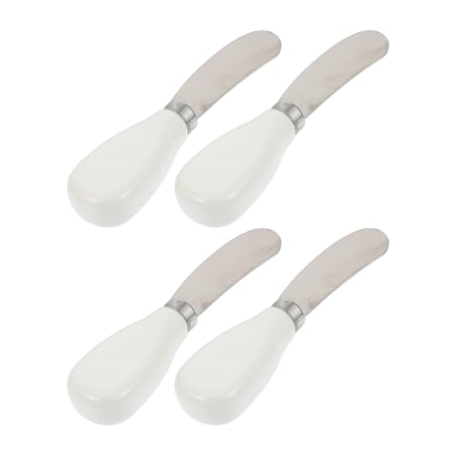 ULTECHNOVO Lot de 4 Spatules à Beurre et Fromage en Acier Inoxydable et Céramique Racloir de Pâtisserie Résistant à la Chaleur Outil Cuisine Polyvalent pour Tartiner Mélanger et Modeler