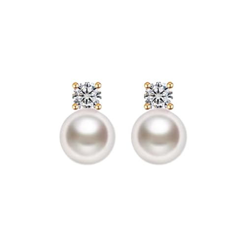 Birthday gifts Natural Pearl Earrings Studs with moissanites Diamonds 925 Silver Backs Fresh Water Pearl Jewelry for Daily