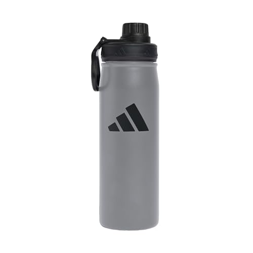 adidas Unisex - Adulto Metal Bottle Screw Top 0.6 liter, grey/black, One size