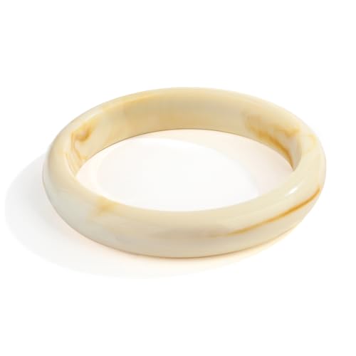 WOWORAMA Thin Acrylic Resin Bangles Bracelet for Women Dainty Round Acrylic Bracelets Cream White Tortoise Acetate Resin Bangles Simple Plastic Bracelet Jewelry