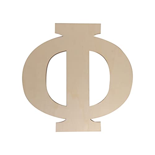 Focal20 Wooden Greek Letters Unfinished 12 Inch Alphabet for DIY Crafts Wood Letters Wooden Alphabets Letter Craft Pieces for DIY Display Decor Phi Letter