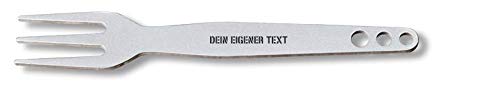 Preisvergleich Produktbild Pommesgabel aus Edelstahl, Wunschbeschriftung, dein persönliches EDC