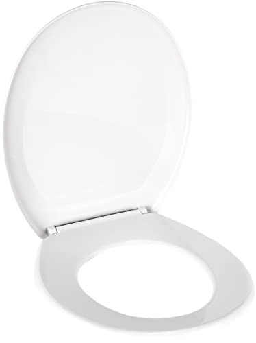 BEMIS Ashford Thermoplast White Toilet Seat | WC seat with Plastic Bumpers Molded into The seat | Metal Hinge | Unbreakable and Recyclable Long-Lasting thermoplastic | Easy Installation