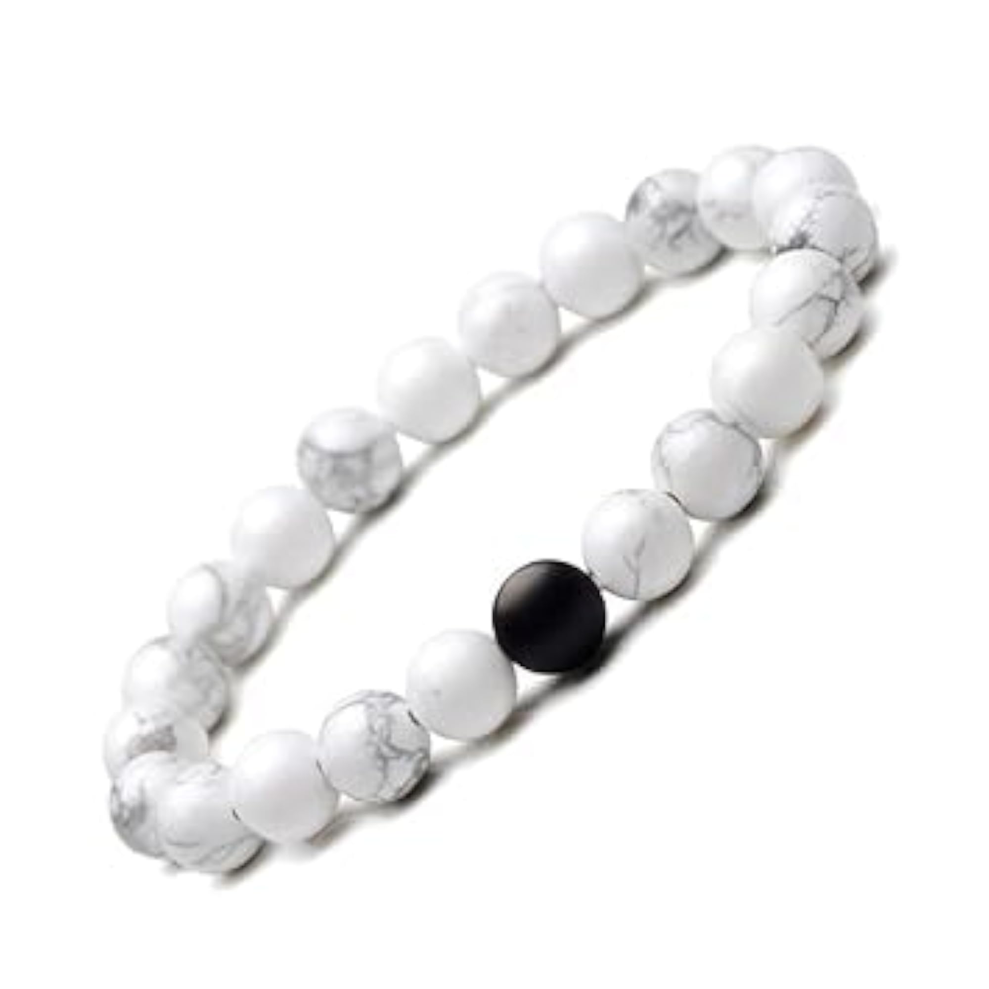 Yin and Yang Lava Stone Essential Diffuser Bracelet Set, 2pcs