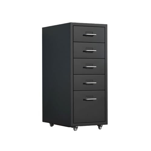 Archivador de oficina de gran capacidad de 5 capas | Gabinete multifuncional de almacenamiento de datos | Cajonera de acero laminado en frío grueso | Armario de almacenamiento para oficina (negro)