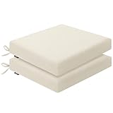 Favofamilie Outdoor Chair Cushions 22 x 22 x 2.5 Inch Set of 2, Water-Resistant & Fadeness Durable Patio Furniture Cushion for Garden Sofa Couch Chairs, Portable Comfort with Attach Ties, Beige