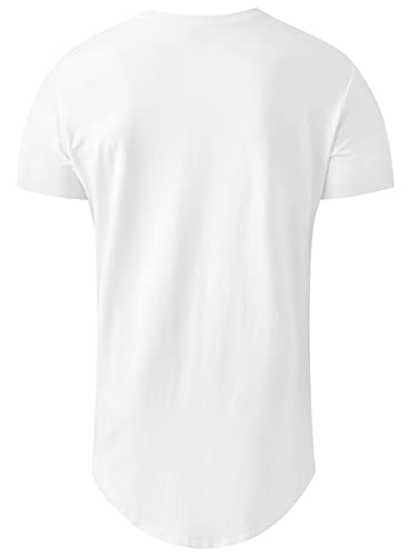 KESIHAN Men's Hip Hop Wave Round Hem T-Shirt Round Neck Cotton Casual Fashion Top4