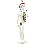 Bella Haus Christmas Shoppe 4.5" Michelangelo's Statue of David Christmas Ornament | Hilarious Holiday Decor with Christmas Lights & Holly Leaf