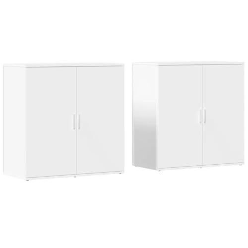 vidaXL Aparadores 2 Unidades Madera de ingeniería Blanco 79x38x80 cm, Armario de Almacenamiento, gabinete aparador, Mueble para Pasillo, Buffet