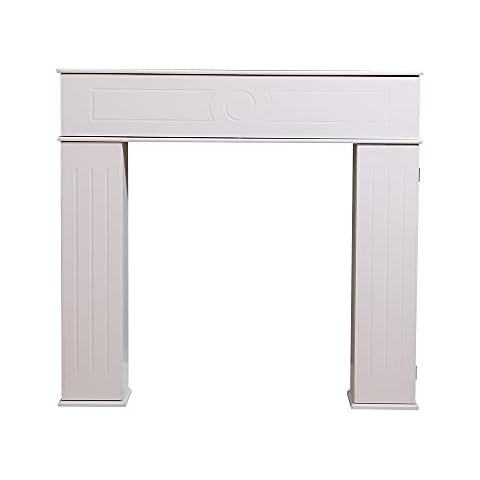 HMD Fireplace Console Hidden Storage Cabinet Wood Fire Surround Cabinet Mantelpiece White/Grey Living Room W107xD18xH100cm (White) Cover