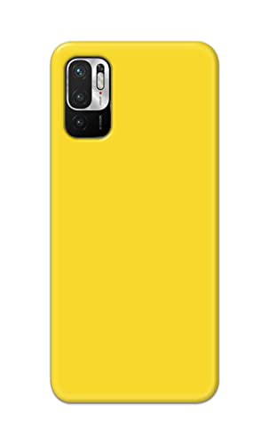 Image of Printed Hard Back Cover Case for Mi Redmi Note 10T 5G | Mi Redmi Note 10 5G Back Cover (Plain Yellow) -1803