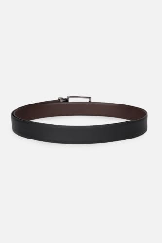 Image of Louis Philippe Men's 100% Italian Leather Matt Gun Metal Buckle Formal Reversible Belt