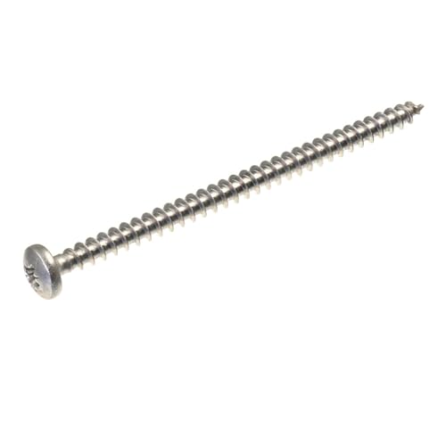 SECCARO Tornillo de cabeza semicircular para aglomerado (5 x 80 mm, acero inoxidable V2A VA A2, tornillo de rosca completa, Phillips, PZ, 100 unidades)
