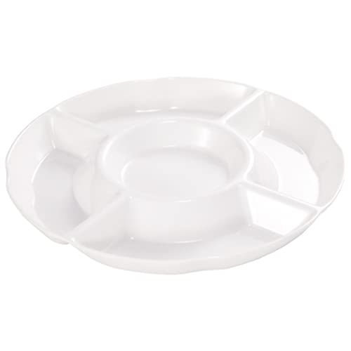 KICHOUSE 1pc Melamine Imitation Porcelain Plate Melamine Dish Divided Serving Dish Chips and Dip Tray Simple Plate Fruit Bowl Dessert Platter Melamine Plate Food Tray Food Plate White