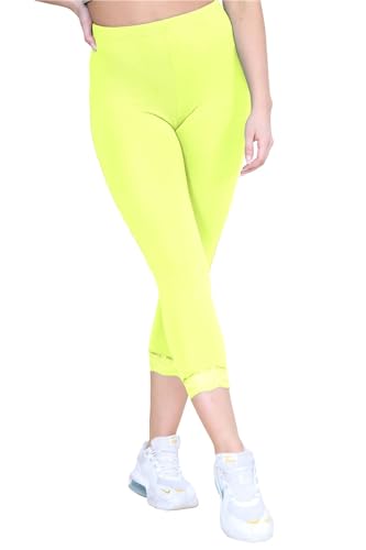 Leggings 3/4 elásticos capri jegging de encaje sin opresión
