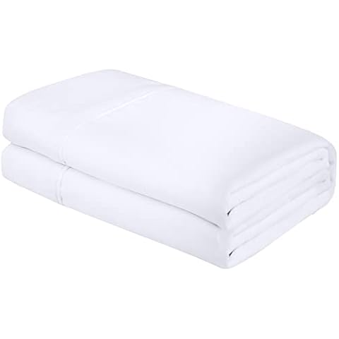 Royale Linens King Flat Sheet Only - Brushed 1800 Microfiber - Ultra Soft & Breathable - Wrinkle & Stain Resistant - Hotel Quality Flat Sheet Sold Separately - Top Sheet for Bed - (King, White) Cover