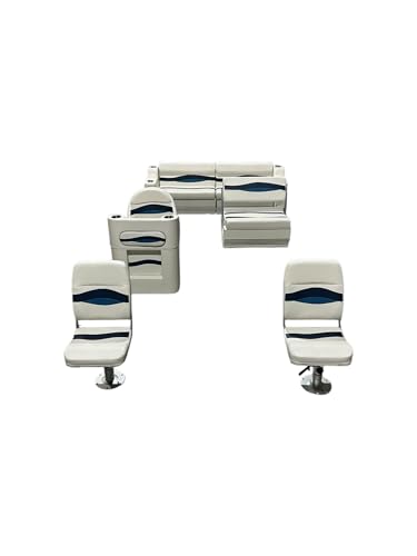 Elite Pontoon Furniture Set 12 PC Elite 015 (White/Navy/Blue)