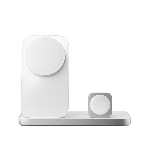 Nomad Stand One Max V4 MagSafe Qi2.2 Chargeur sans fil 3 en 1 25 W pour iPhone, Apple Watch et AirPods I Silver