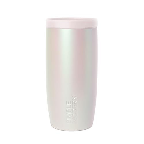 Image of Simple Modern Travel Coffee Mug Tumbler with 360 Lid | Ceramic-Lined Insulated Stainless Steel Cold Brew Iced Coffee Cup | Gifts for Women Her Him | Voyager Signature | 16oz | Coconut Pearl