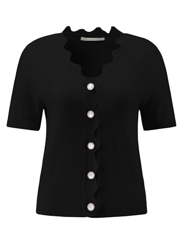 Image of Hobemty Women's Short Sleeve Knit Cardigan V Neck 2025 Summer Casual Ribbed Cropped Sweater Top