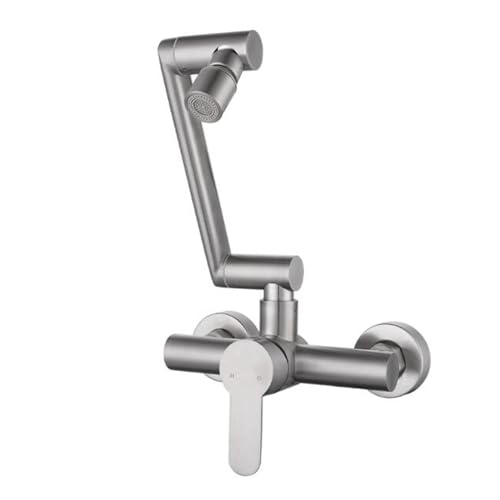 Robinet cuisine mural pour évier en acier inoxydable brossé pratique au quotidien
