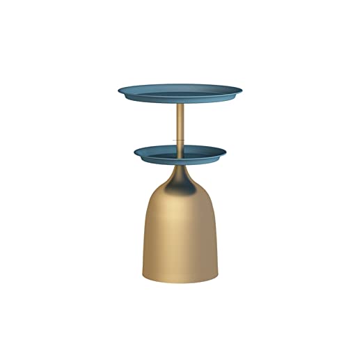 Table d'appoint ronde double couche en fer forgé pour canapé d'angle