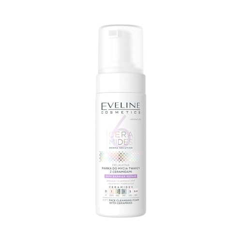 Eveline Cosmetics Crema de limpieza facial de ceramida suave para pieles sensibles - Hidratante y calmante con probióticos, pantenol y niacinamida