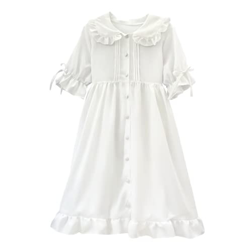 GK-O Japanese Women Girls Sweet Lolita Dress Ruffle Princess Fairy Kawaii Cute White